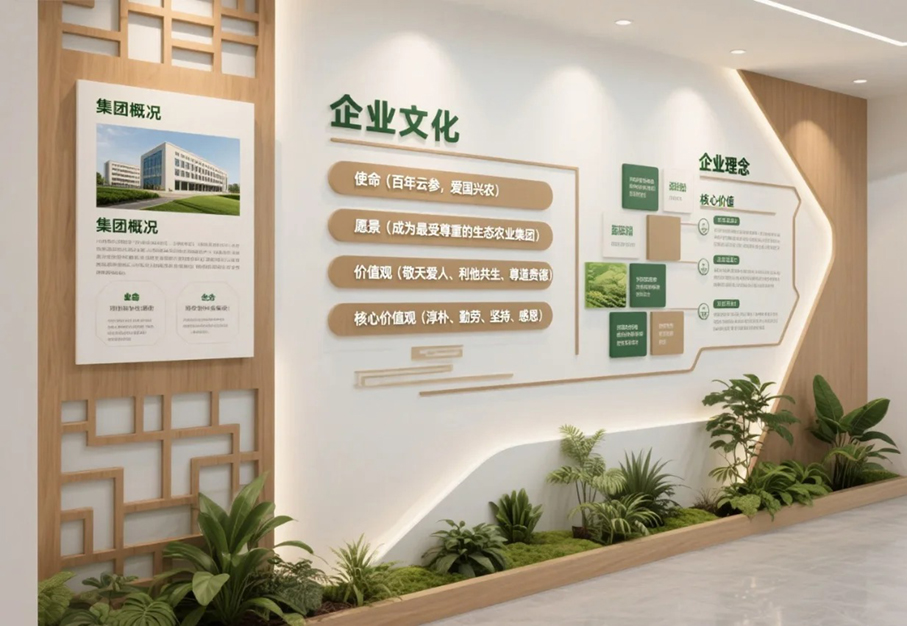 生態農業集團的文化墻  把專業和自然焊一塊